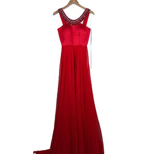 Sherri Hill Ball Gown Red Size 2 Rhinestone Detailing Prom Soloist Pageant Gala